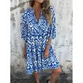 Damen kleid lang Casual kleid A Linie Kleid Sommerkleid Boho-Kleid Stilvoll Brautkleider schlicht Urlaub Täglich Regular Fit Blumen Halbe Ärmel V Ausschnitt Schwarz Wein Blau Sommer
