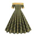 Elegant 1950er Vintage inspiriert Knielang Kleid A-Linie Kleid Teekleid Karomuster A-Linie Damen Weihnachten Karneval Neujahr Heimkehr Alltagskleidung Junggesellinnenabschiedsparty Erwachsene
