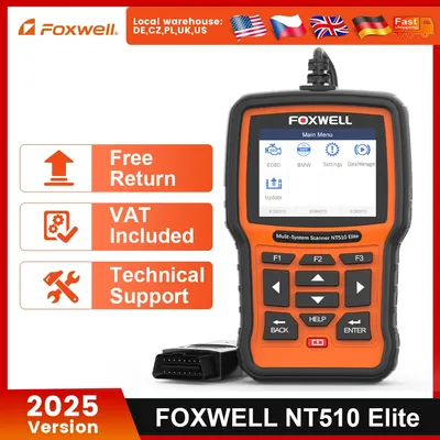 Foxwell NT510 Elite OBD2 Scanner For BMW All System Code Reader ABS SRS DPF TPMS Active Test OBD2