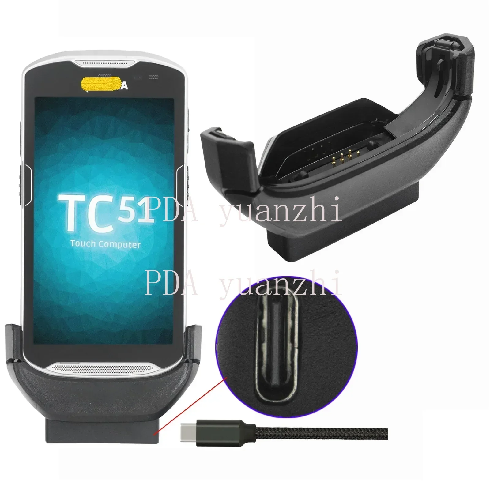 1pcs New TYPE-C CLIP ON Charger for Zebra TC51 510K TC56 TC52 TC57 ADPTR-TC56-USBC-01