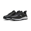 Golfschuh PUMA "IGNITE Innovate Golfschuhe aus Leder Herren", Gr. 41, schwarz (schwarz silber metallic), Obermaterial: Textil, Kuhleder, Synthetik; Futter: Textil; Innensohle: Textil; Laufsohle: Synthetik, Schuhe