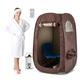 HOMFME Portable Steam Sauna, Full Size Home Personal Sauna Tent with 3L 1000W Steamer, Remote Control, Folding Chair, Foot Massager Board, Foldable Full Body Steam Spa (Coffee)