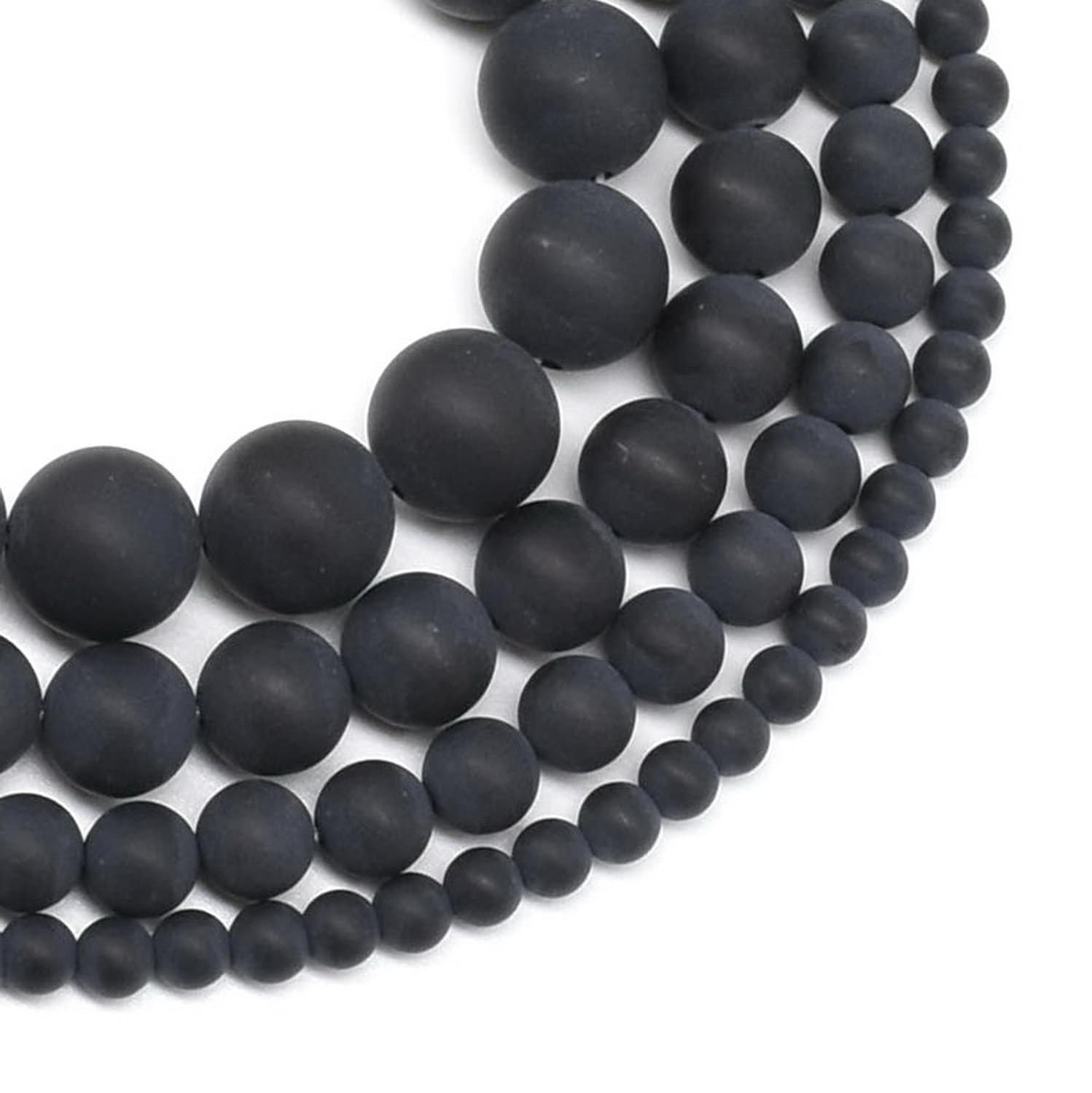 Perles d'onyx noir mat, qualité AAA 3 mm 4 mm 6 mm 8 mm 10 mm 12 mm, perles rondes en agate, perles de pierre d'onyx naturel sur rang, perles lâches d