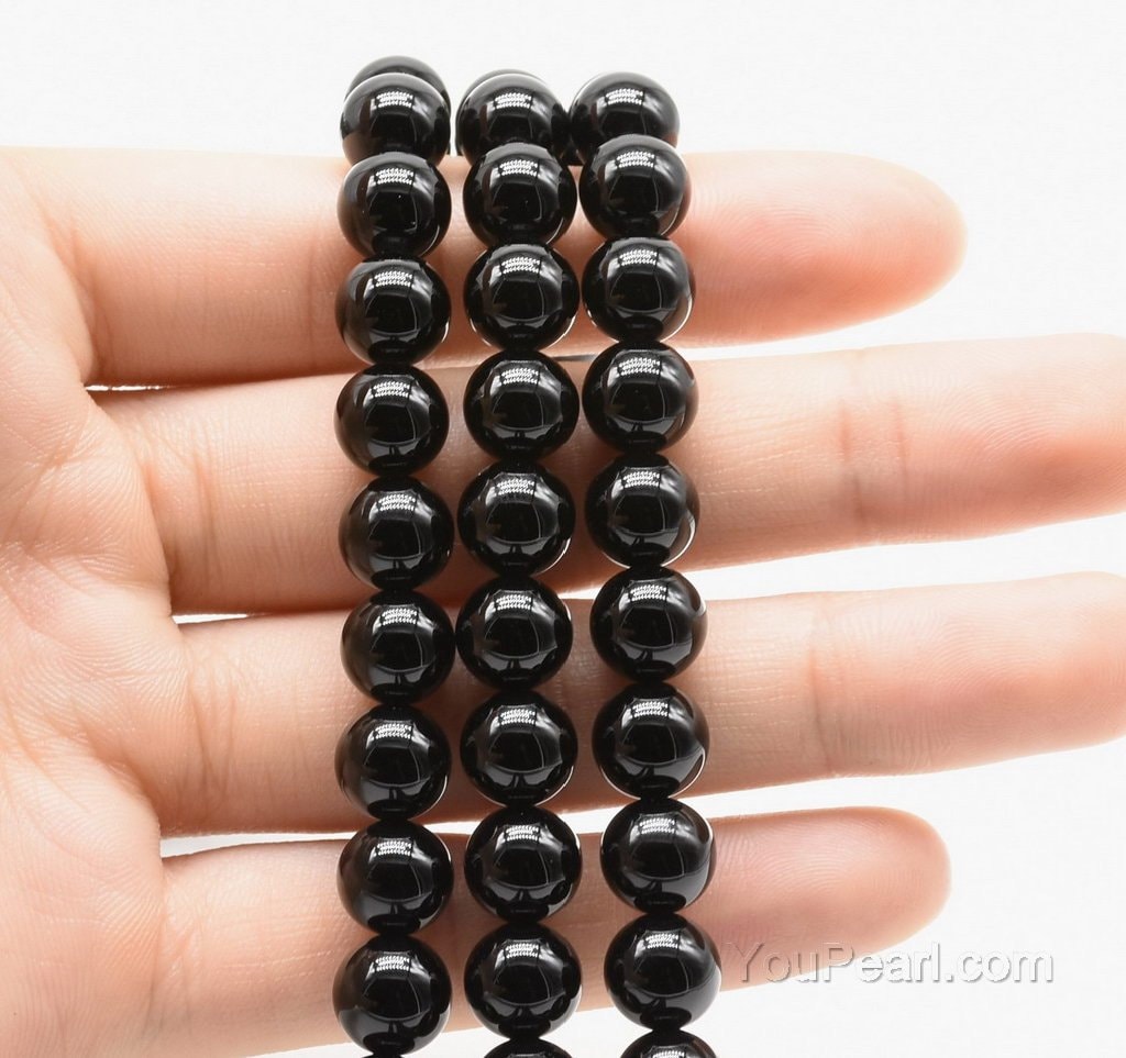 Perles en onyx noir, perles rondes noires de qualité AAA, 3 mm 4 mm 6 mm 8 mm 10 mm 12 mm, perles d'agate sur rang, véritables perles de pierre, ONX20