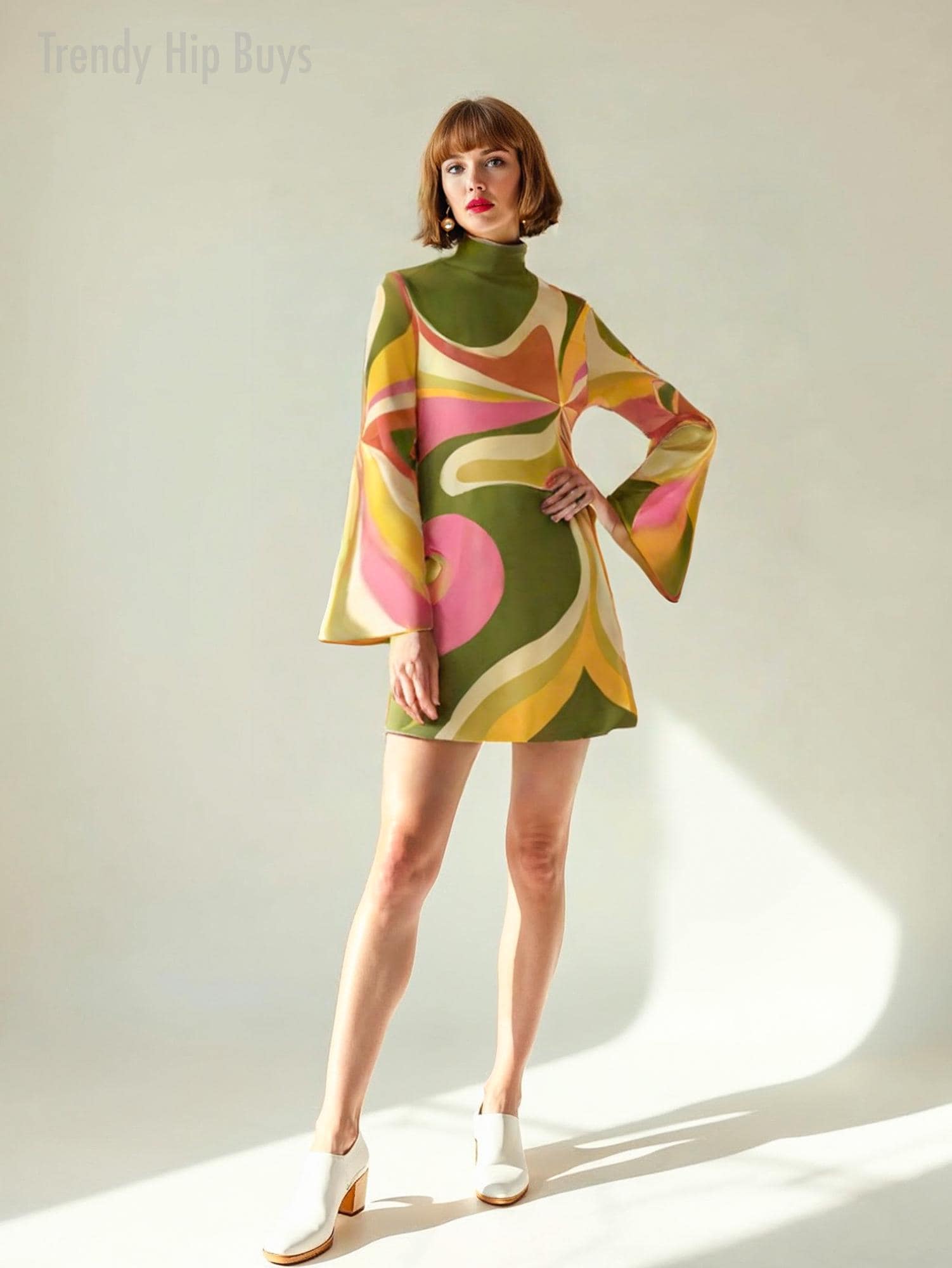 70er Jahre Kleid, Kleid mit Glockenärmeln, 70er Minikleid, Boho Kleid, 70er Jahre Stil Kleid, Boho Kleid, Hippie Kleid, Disco Kleid, Zelt Kleid