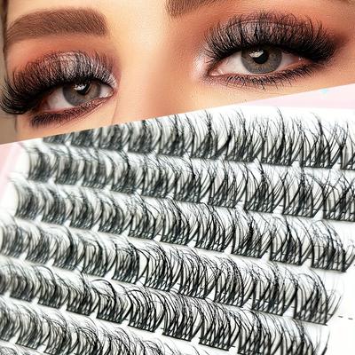 TEMU 100pcs Fluffy 3d-style Eyelash , 13mm Natural Length, Self-grafting False Lashes, Diy Eye Makeup Tool, Image