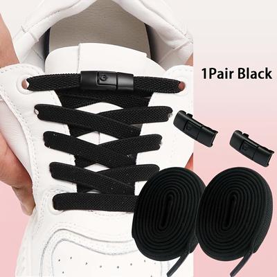 TEMU 1 Pair Unisex No-tie Shoelaces With Lock, Flat Spandex For Sneakers, With Easy Fastening Image