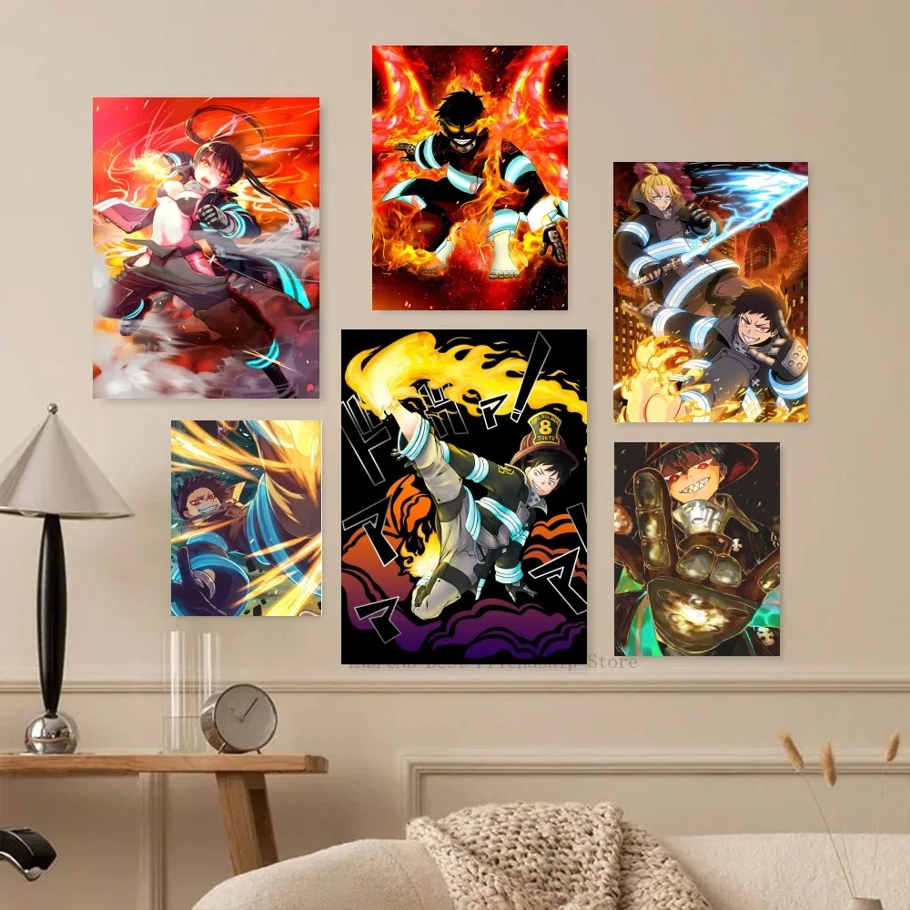 1pc Anime Fire Force Poster Papier drucken nach Hause Wohnzimmer Schlafzimmer Eingang Bar Restaurant Cafe Kunst Malerei Dekoration Image