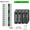 Batteria PALO AA ricaricabile 1.2V 3000mAh ni-mh 2A batterie con Display LCD Smart Mix-Charge a 12 slot caricabatteria AA/AAA