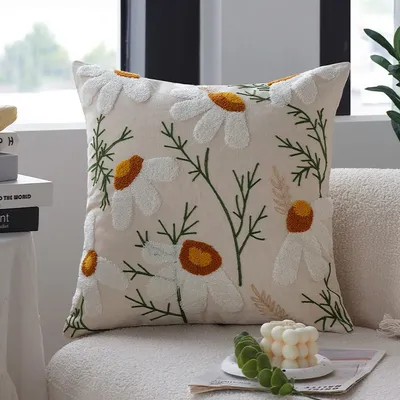 Floral Stickerei Dekorative Kissenbezug Wohnzimmer Sofa Wurf Kissenbezug Weiche Funda Cojines De Image