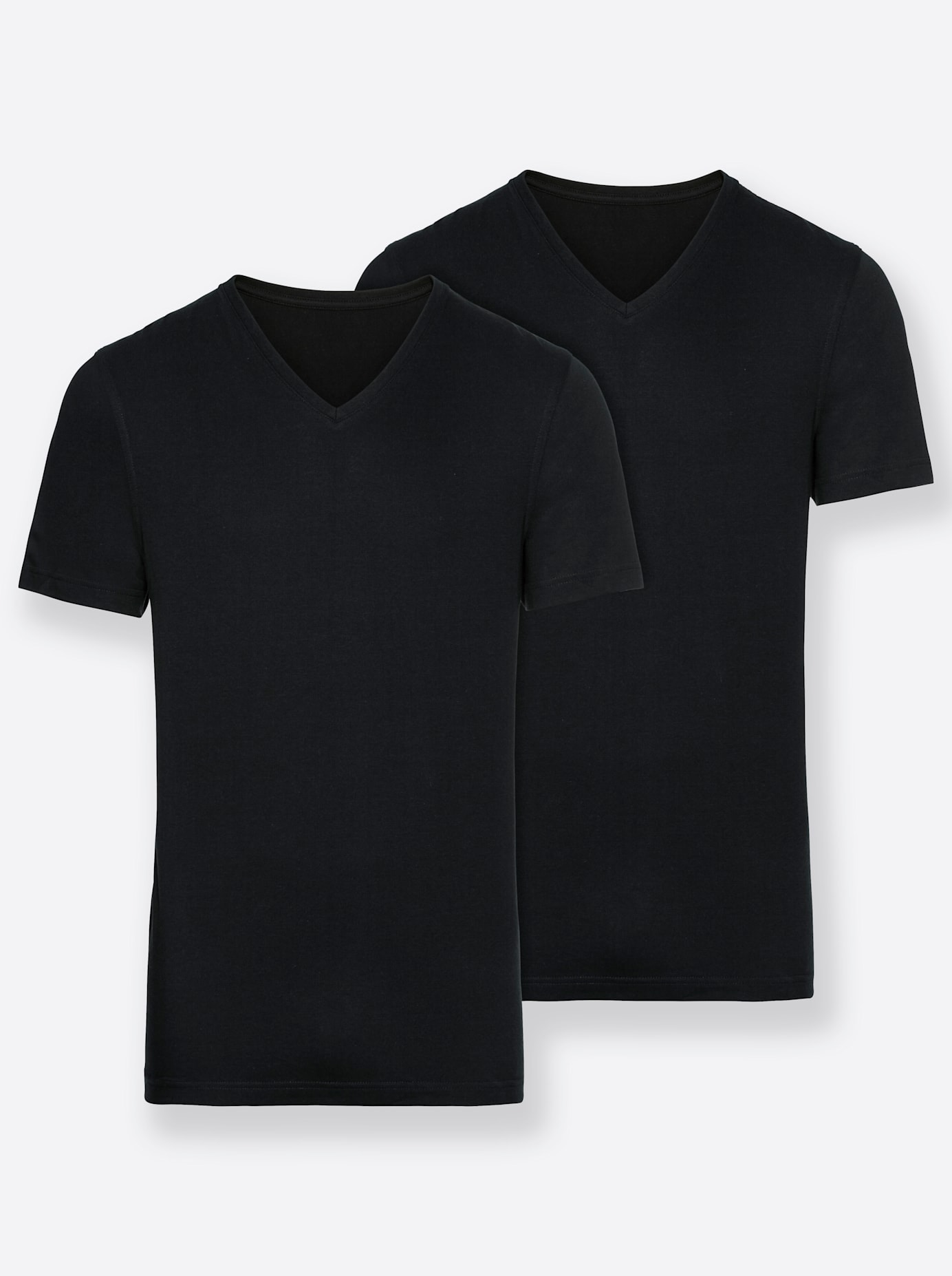 Unterhemd BUGATTI, Herren, Gr. 6, schwarz (2 stück schwarz), 100% Baumwolle, V-Ausschnitt, Unterhemden Image