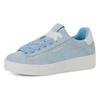 Plateausneaker TAMARIS, Damen, Gr. 38, blau (hellblau), Rindsleder, sportlich, Schuhe, Freizeitschuh, Halbschuh, Schnürschuh mit seitlichem Logoschriftzug