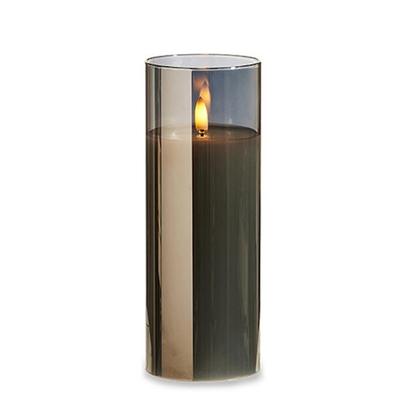 RAZ Imports 4559474 - 3" x 8" Ivory Wax Smoke Glass LED Pillar Candle with Timer