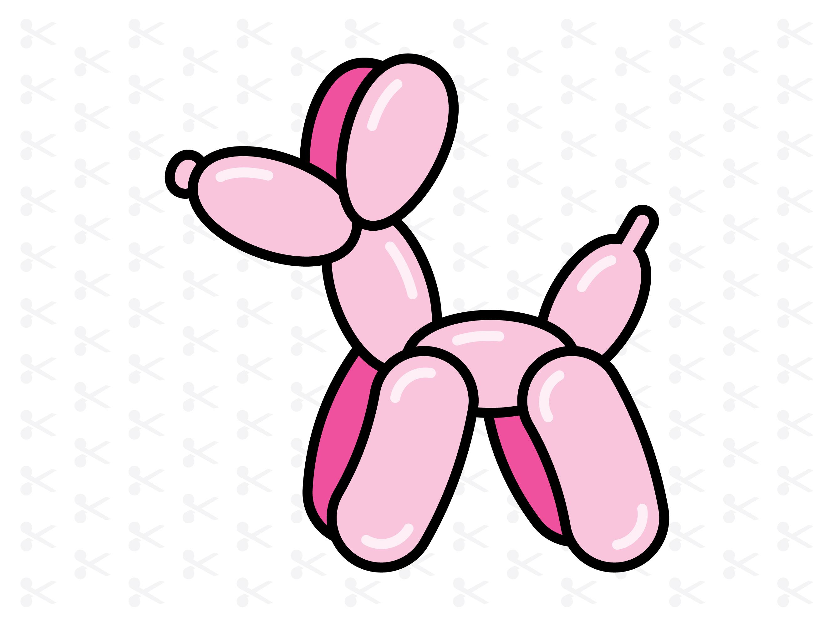 Cane palloncino carino Svg Png Jpg Eps Pdf Ai / Palloncino cane rosa / Animale palloncino / Cane palloncino / Clipart / Download digitale / Silhouette