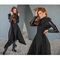 Cappotto invernale nero da donna, cappotto lungo, cappotto cyberpunk, cappotto con cappuccio nero, cappotto lungo, abbigliamento taglie forti, giacca