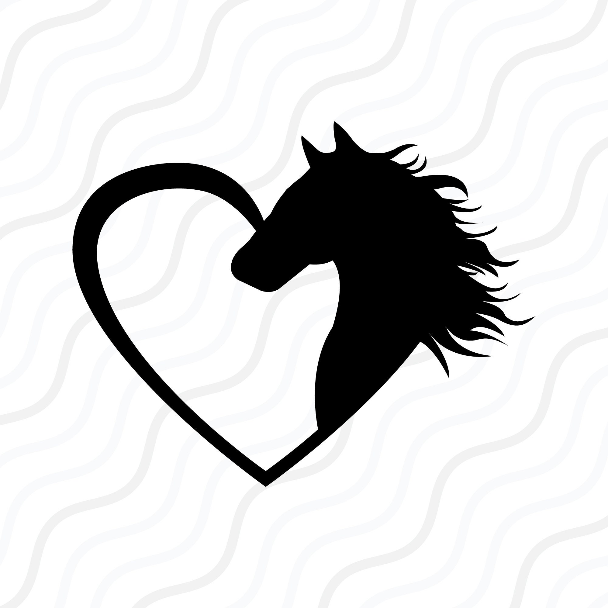 Cuore di cavallo SVG, Cavallo SVG, Silhouette di cuore di cavallo SVG Tabella di taglio Design,svg,dxf,png Da usare con Silhouette Studio e Cricut_Dow
