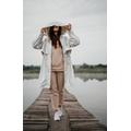 Trench impermeabile bianco da donna resistente all'acqua, con cappuccio, alla moda