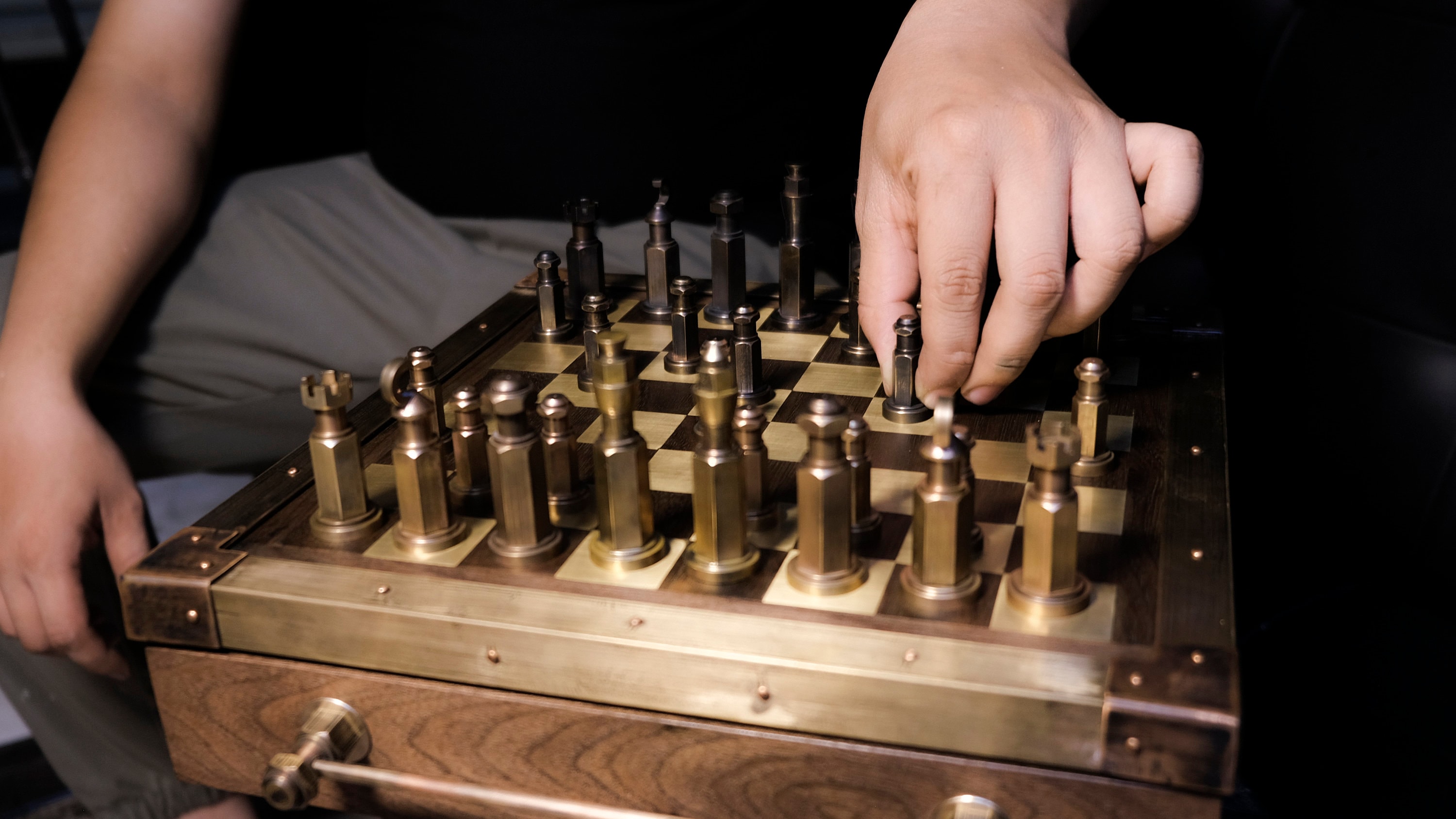 Set di scacchi Steampunk, Set di scacchi in bronzo, Set di scacchi artigianali personalizzati, Set di scacchi di lusso, Set di scacchi in legno, Set d