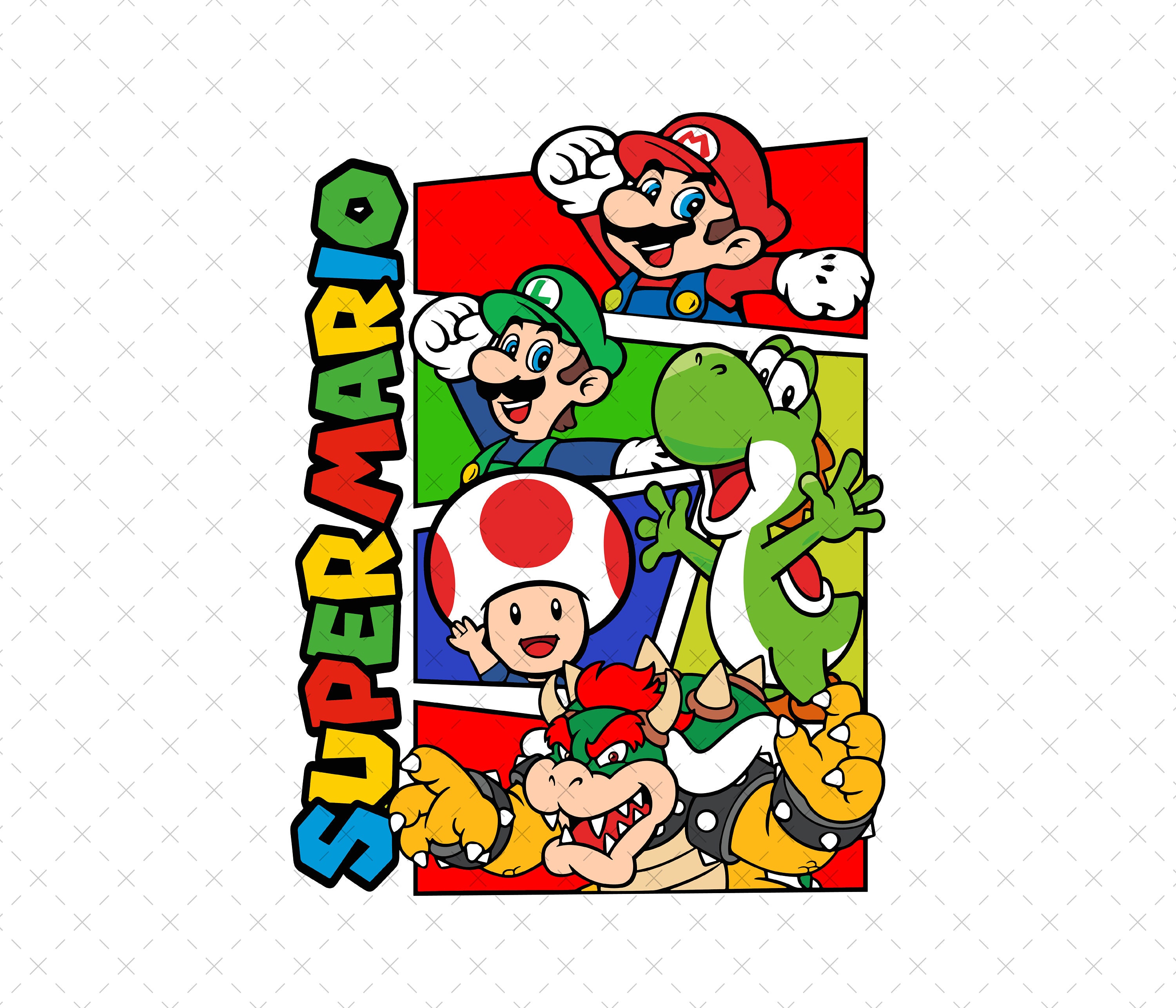 Personaggi Mario Png, Super Mario Png SVG, Mario Family Png, Super Mario Bros Png, Super Mario Retro Png Svg, Mario PNG, File digitale