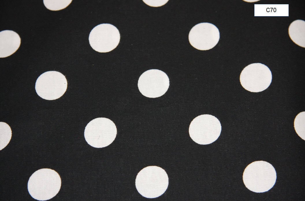"Tessuto di cotone a pois bianchi e neri da 3/4\" per quilting, cucito, artigianato, abbigliamento, tessuto di cotone, tessuto di cotone tagliato su mis"
