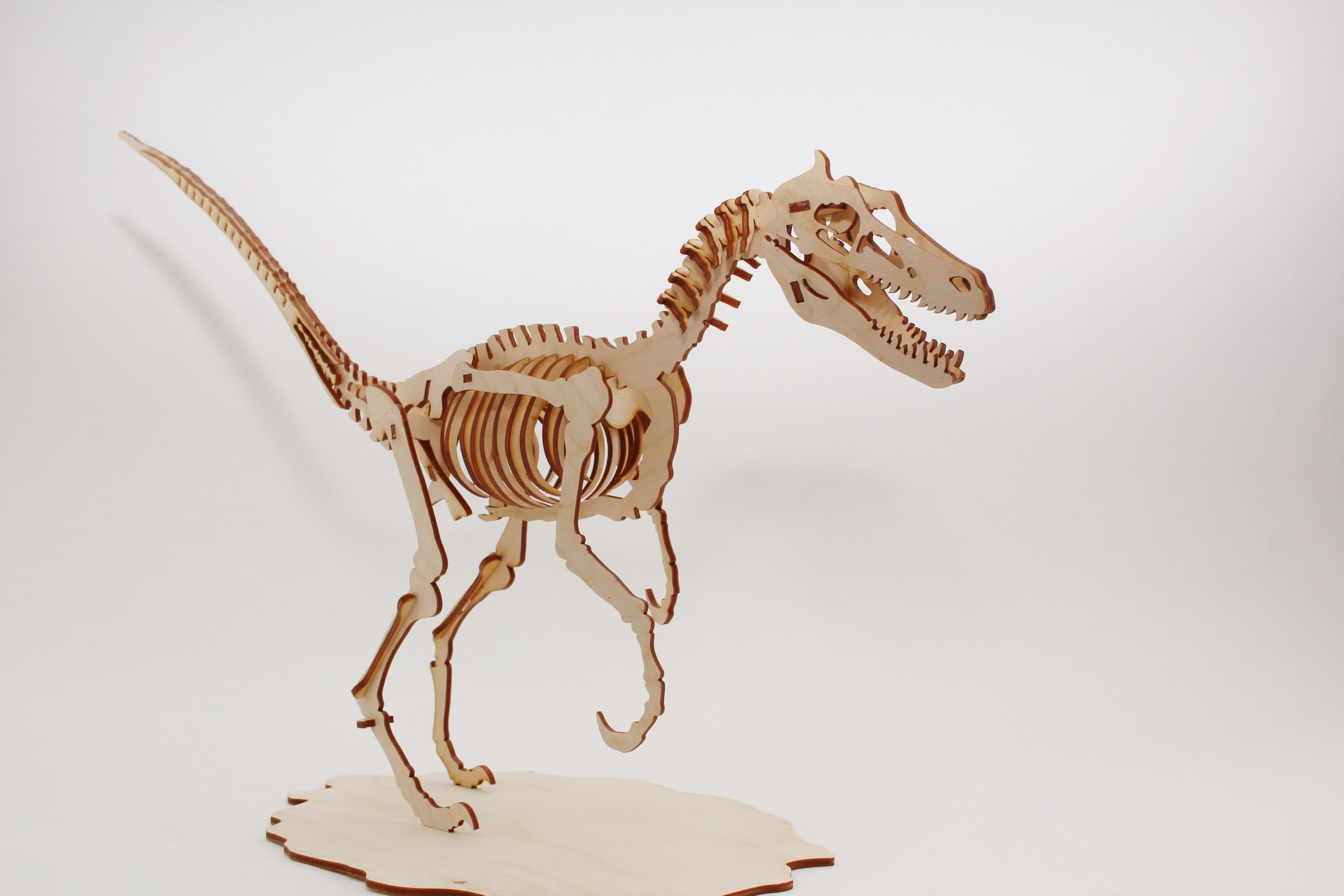 Puzzle in legno 3D Velociraptor tagliato al laser, puzzle 3D dinosauro Velociraptor, kit di costruzione dinosauro, puzzle in legno 3D