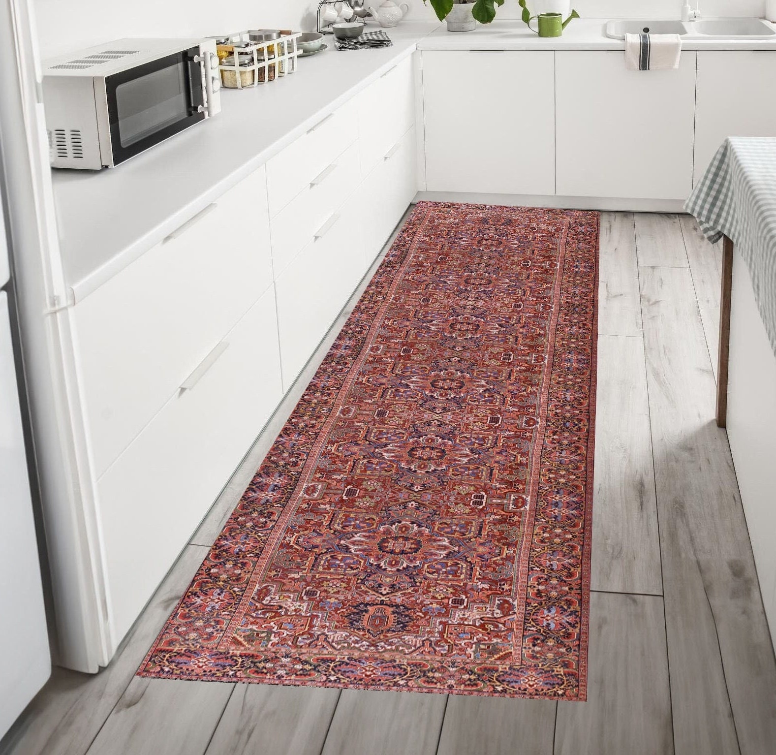 Tappeto runner Heriz, tappeto runner persiano, tappeto runner turco rosso, tappeto da cucina, tappeto lavabile, tappeto da soggiorno, tappeto per came