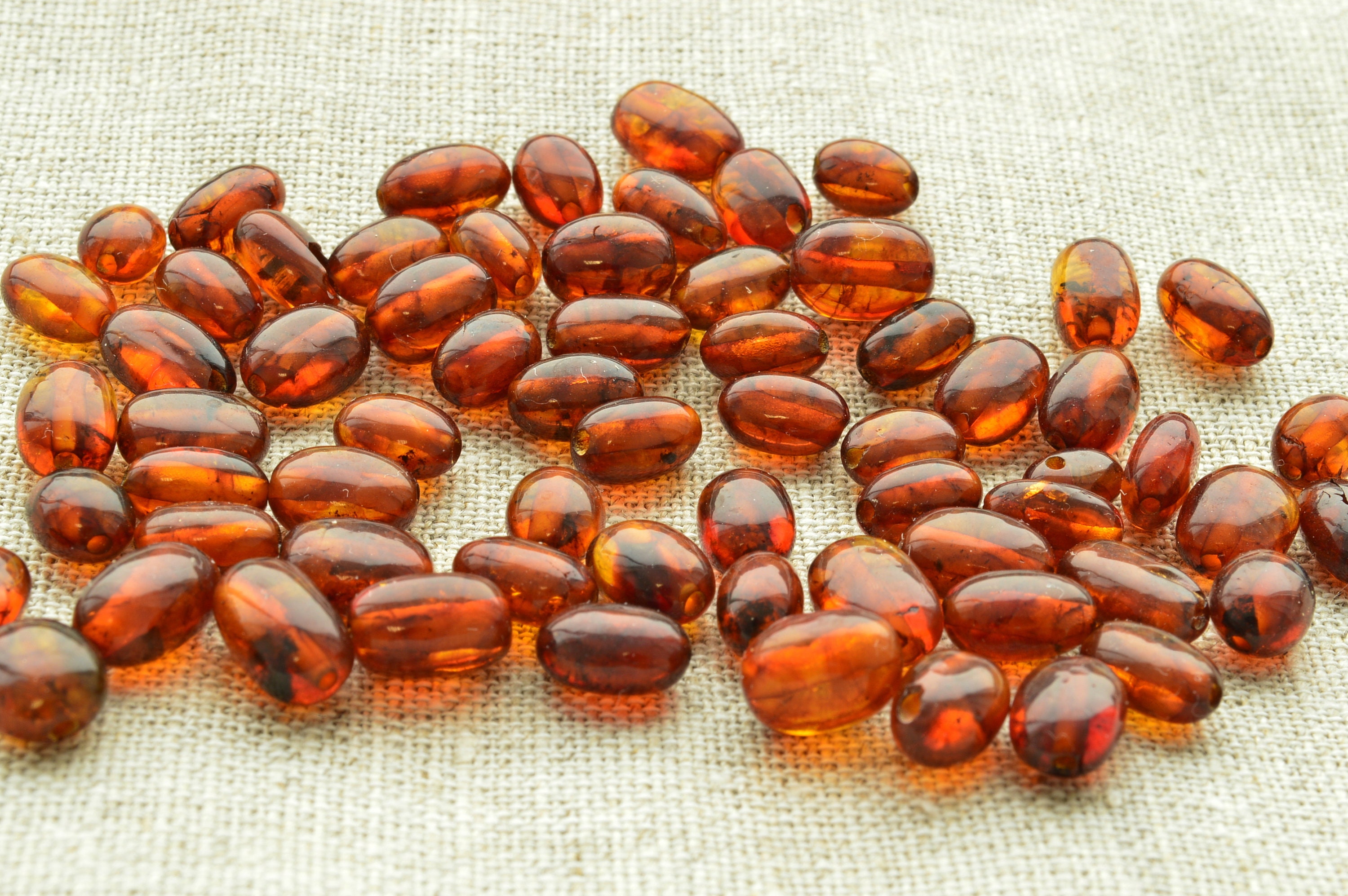Perline di ambra naturale ovale 10-100 pezzi Perline di ambra oliva sciolte 5-7 mm Perline per gioielli, ambra baltica color cognac
