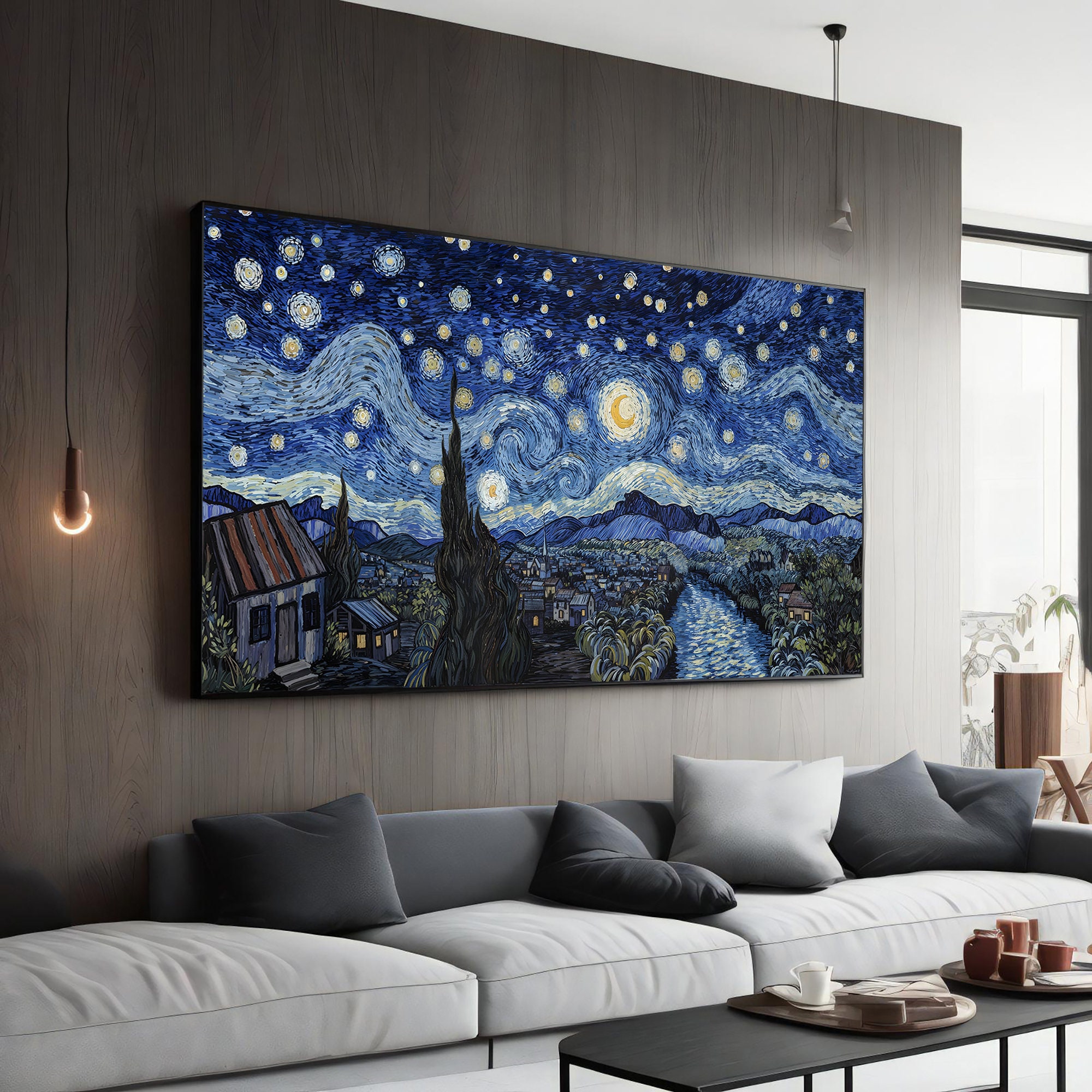 Quadro su tela Notte stellata - Vincent Van Gogh, Arte murale, La notte stellata, Elegante arredamento per la casa, Decorazione murale classica, Regal