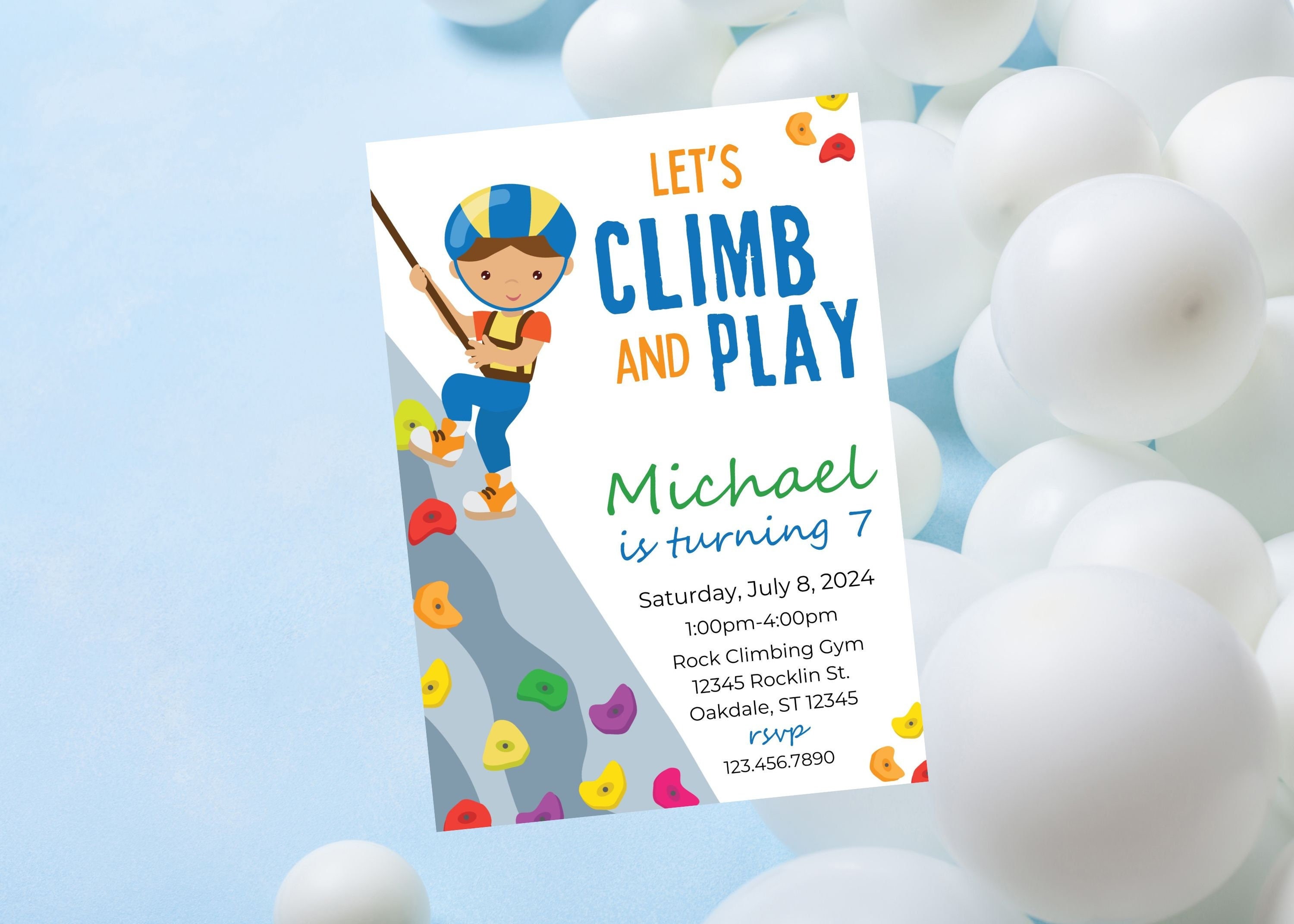 Invito di compleanno modificabile per arrampicata su roccia - Invito di compleanno per arrampicata su roccia - Download immediato