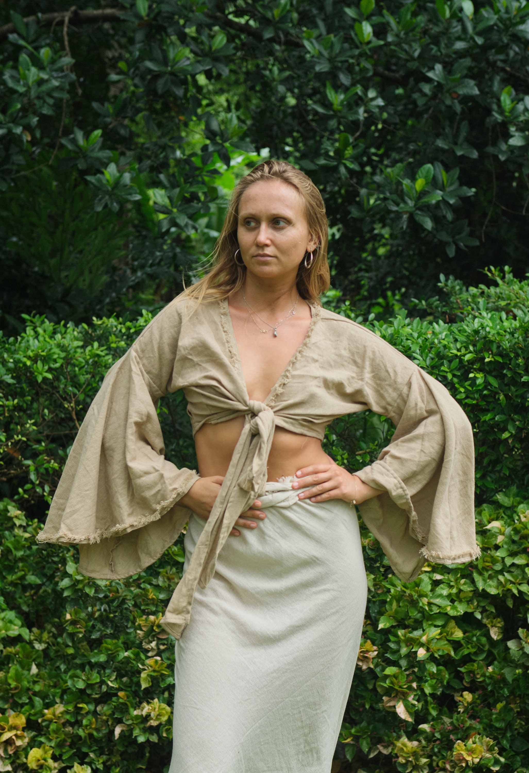 Top corto con maniche a campana / Top corto hippie boho / Cardigan in cotone / Top in cotone vintage / Top con maniche a campana.