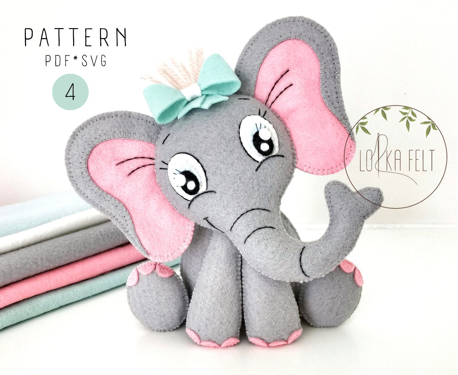 Modello elefante, modello in feltro, modello PDF, modello SVG, modello fai da te, modello in feltro elefante, elefante in feltro