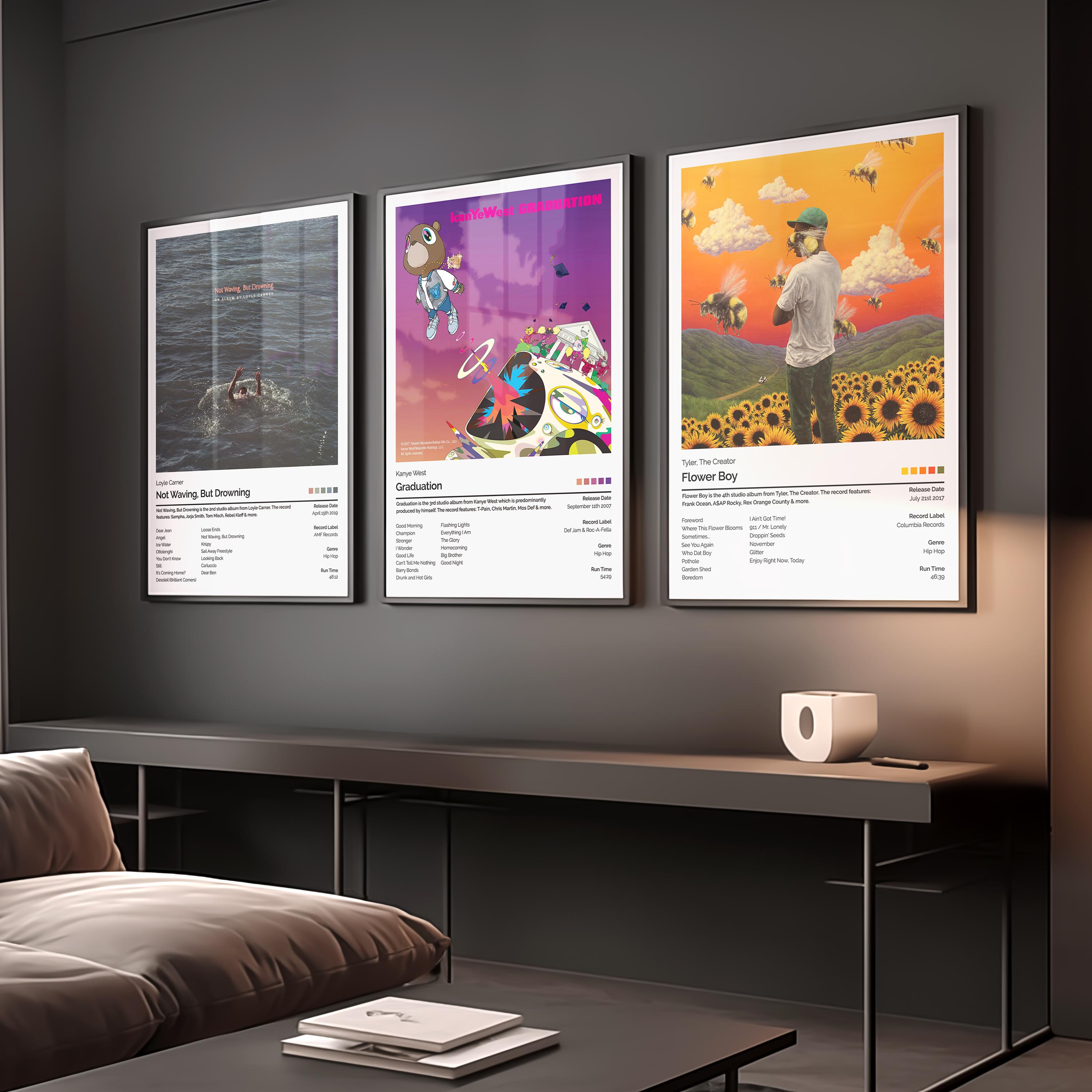 Set di 3 poster di album personalizzati, decorazioni da parete per la casa, copertina di album musicale personalizzata, scegli il tuo album, stampa pe