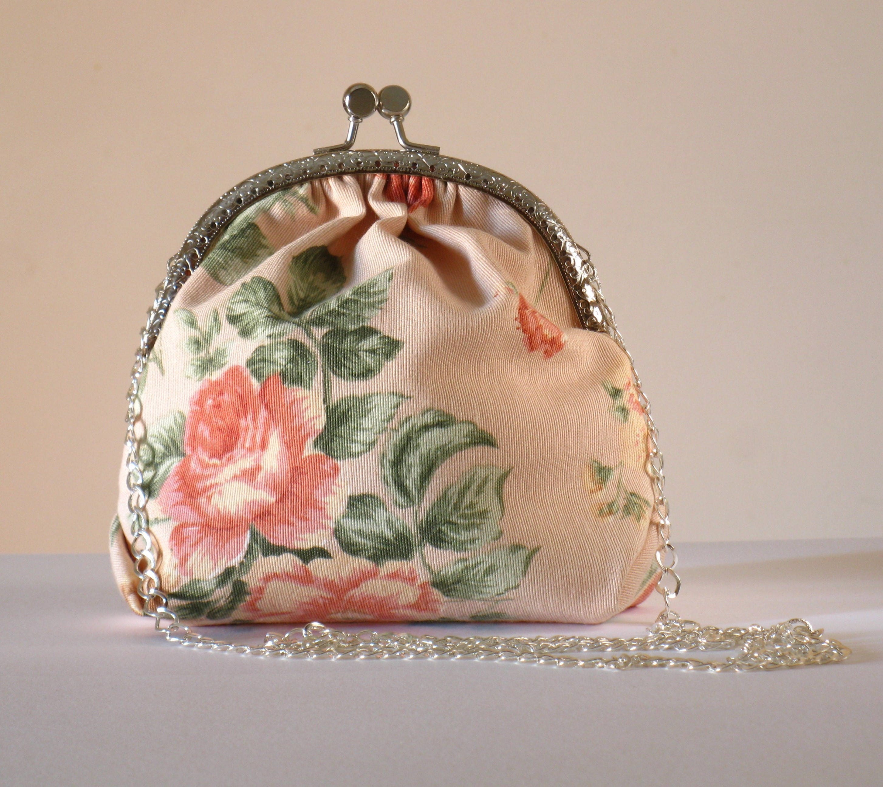 Borsa donna, Borsa fiori, Clutch fiori matrimonio, Borsa di stoffa, Borse fatte a mano, Clutch matrimonio, Borsa clic clac, Borse, Clutch