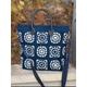 Borsa a tracolla blu navy con cinturino in pelle, borsa a tracolla da donna con design marino, borsa tote quadrata Grandma fatta a mano all'uncinetto,