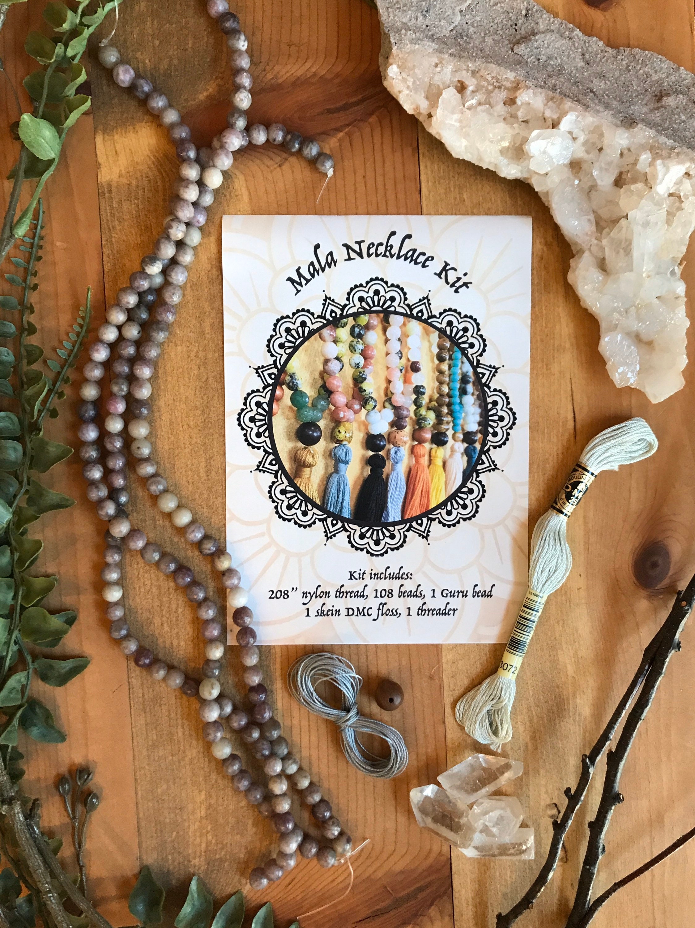 Kit fai da te per collana Mala, crea il tuo Mala, kit fai da te per gioielli, kit fai da te per adulti, kit fai da te per collana, crea il tuo kit mal