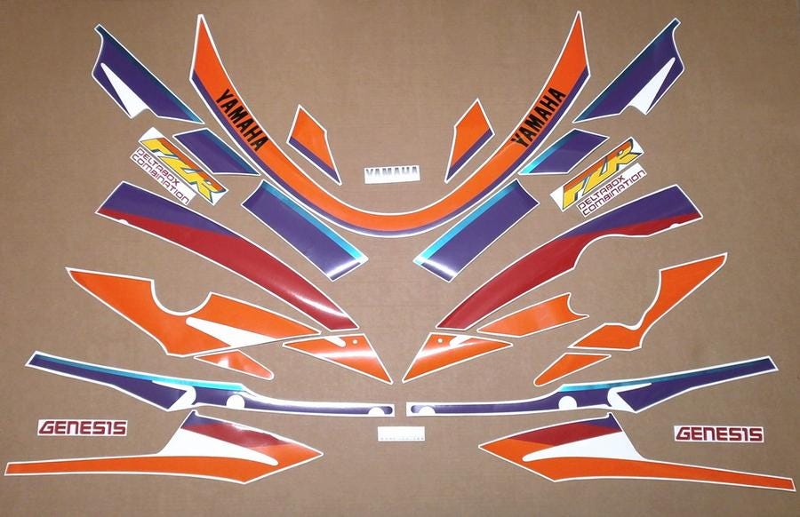 Kit completo di adesivi per FZR 600R 1994-1995, ricambio, replica, restauro, grafica, riproduzione, motivo foxeye 600 genesis 4jh