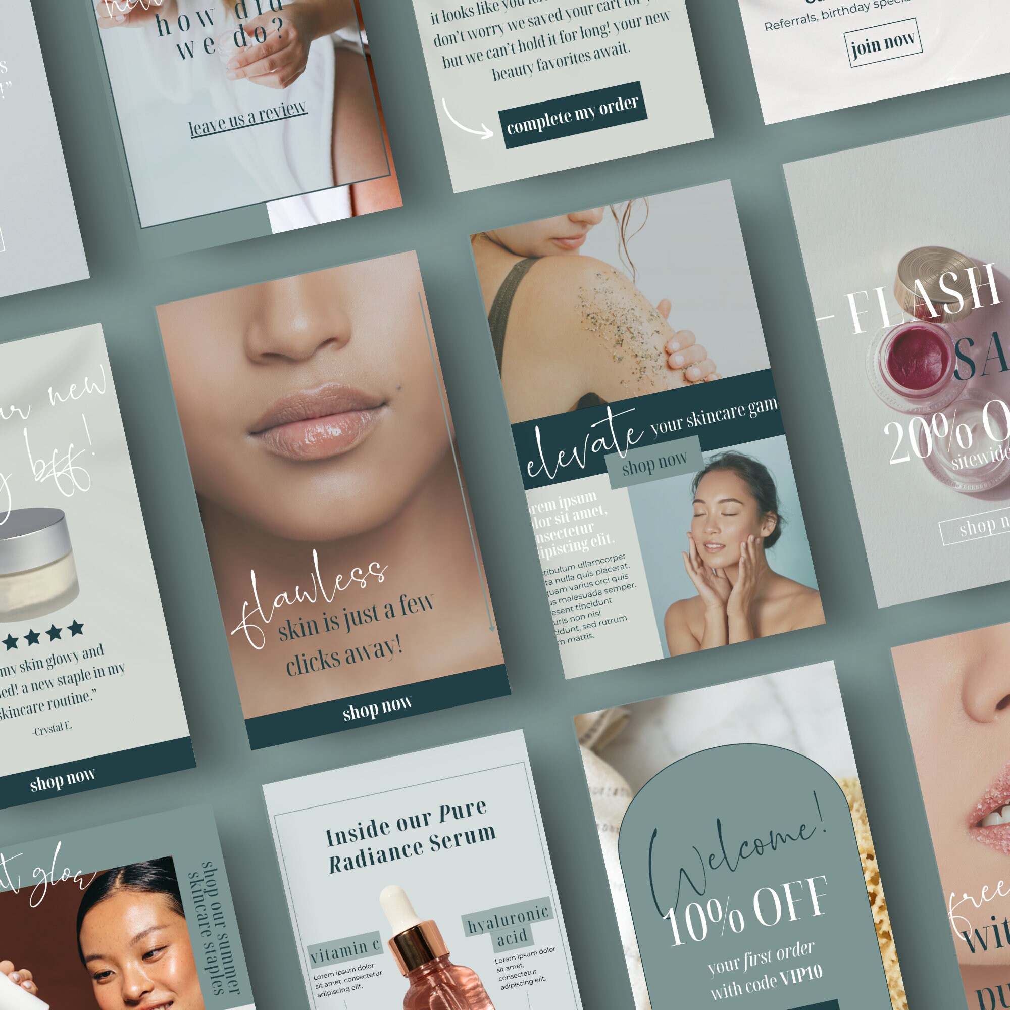 24 modelli Canva e-mail e-commerce di bellezza personalizzabili/marketing e-mail/Klaviyo Mailchimp Convertkit/modello marketing e-mail per la cura del