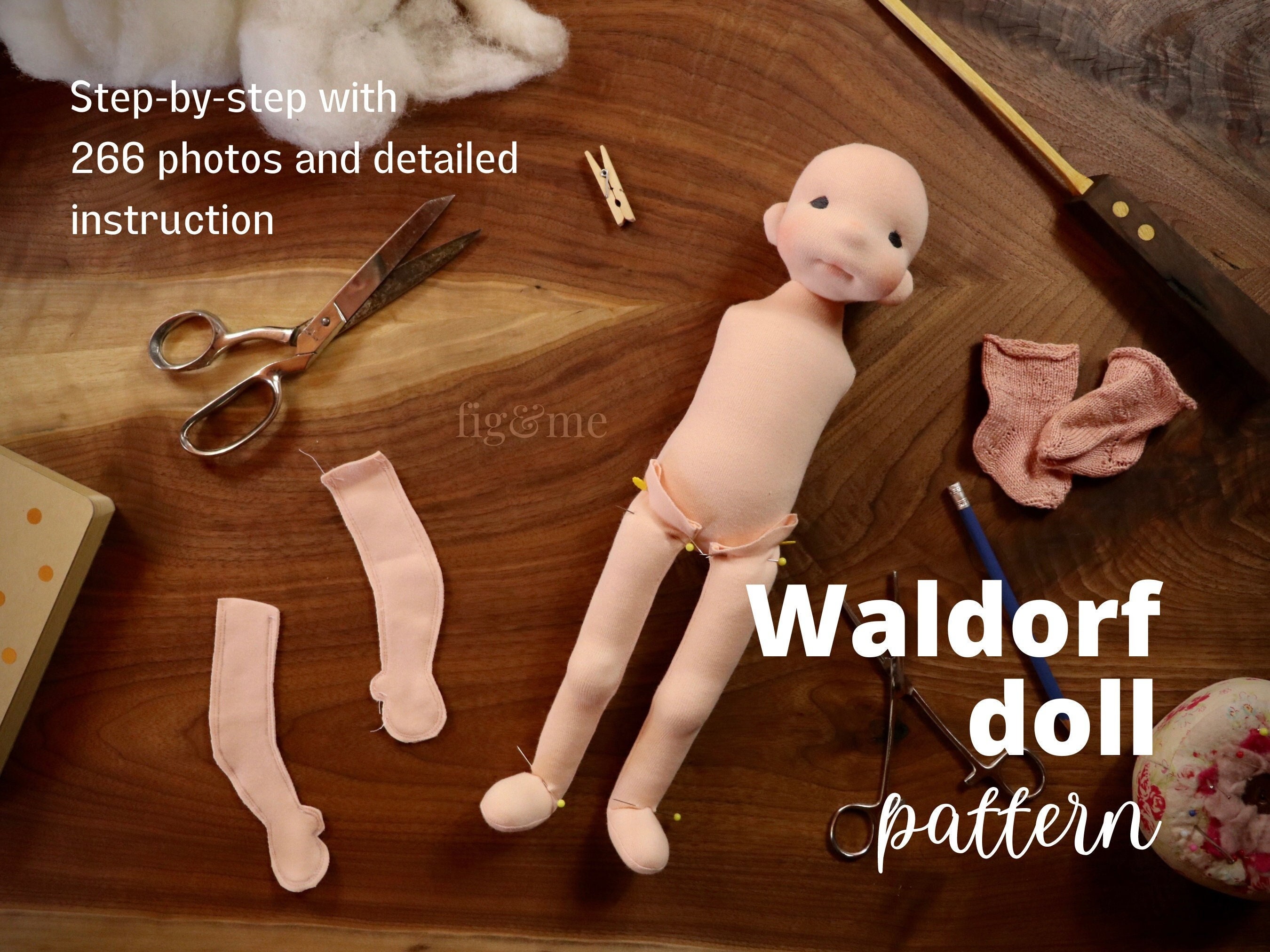 Modello per bambola Waldorf / Tutorial per realizzare una bambola Penny / Bambola artistica in fibra naturale / Tutorial in PDF / Modello per bambola