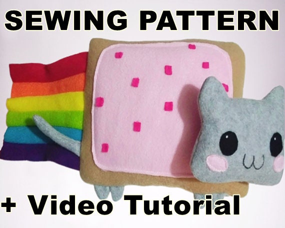 Nyan Cat peluche SCHEMA DI CUCITO / Modello di peluche,Modello di cucito,Modello di cucito di peluche,Modello di peluche Nyan Cat, Peluche kawaii,rega