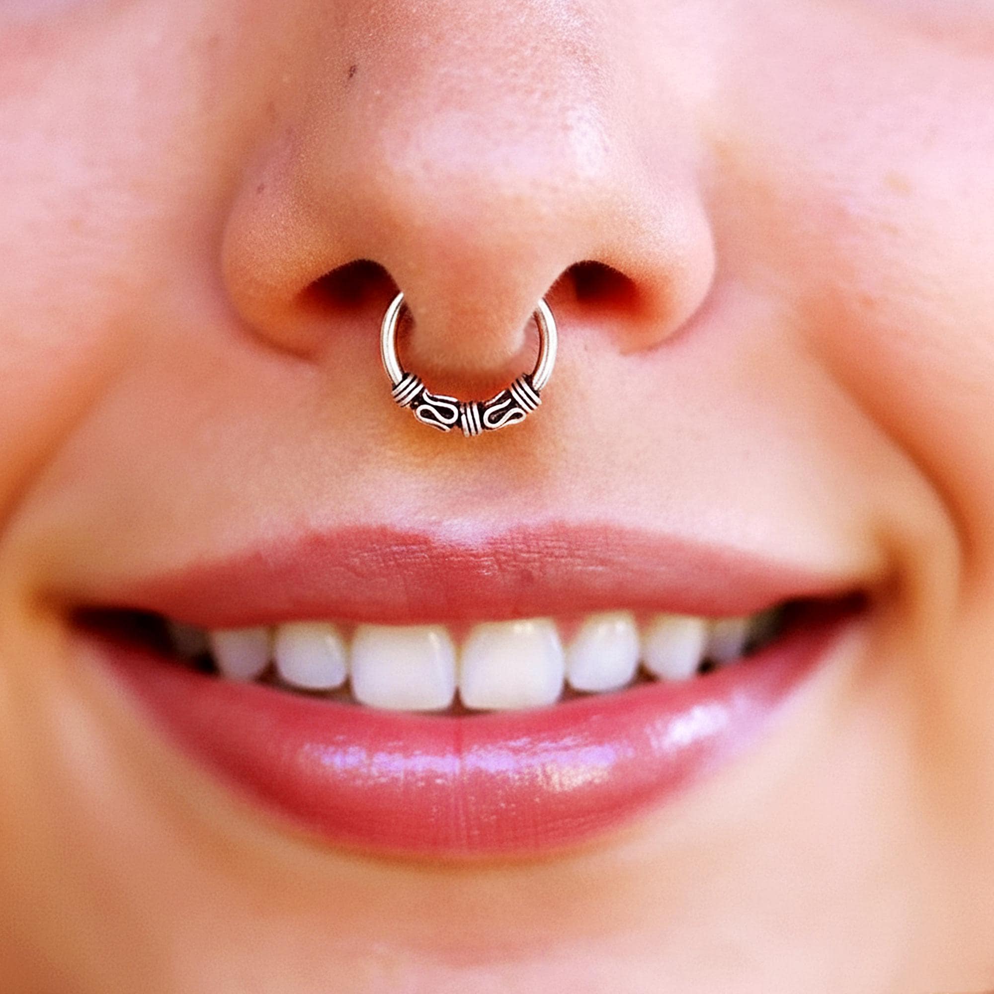 Anello finto al setto nasale in argento, anello finto al naso, anello finto al setto nasale, piercing finto, piercing finto al setto nasale, polsino n