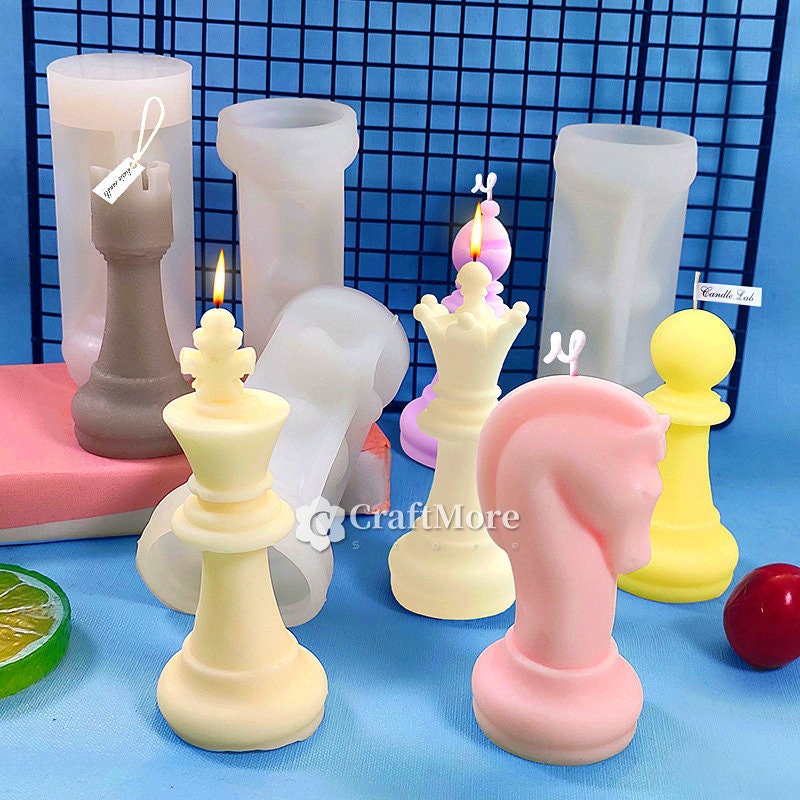 Grande stampo per scacchi in silicone, stampo per candele per scacchi, stampo in resina per scacchi, stampo per candele profumate in silicone per scac