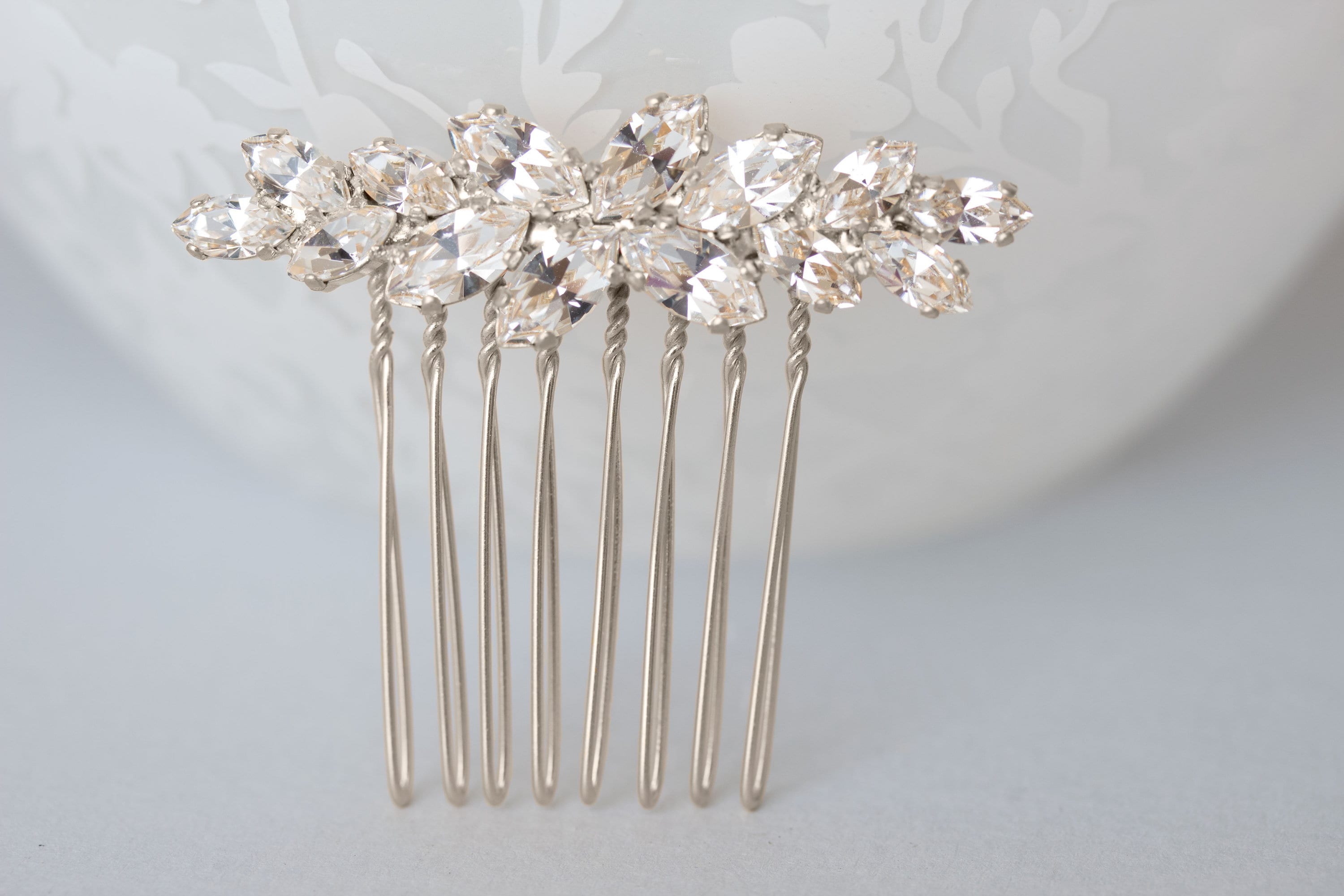 Pettine per capelli da sposa, pettine per capelli da sposa in cristallo bianco, copricapo da sposa, pettine per capelli Swarovski, copricapo da sposa,