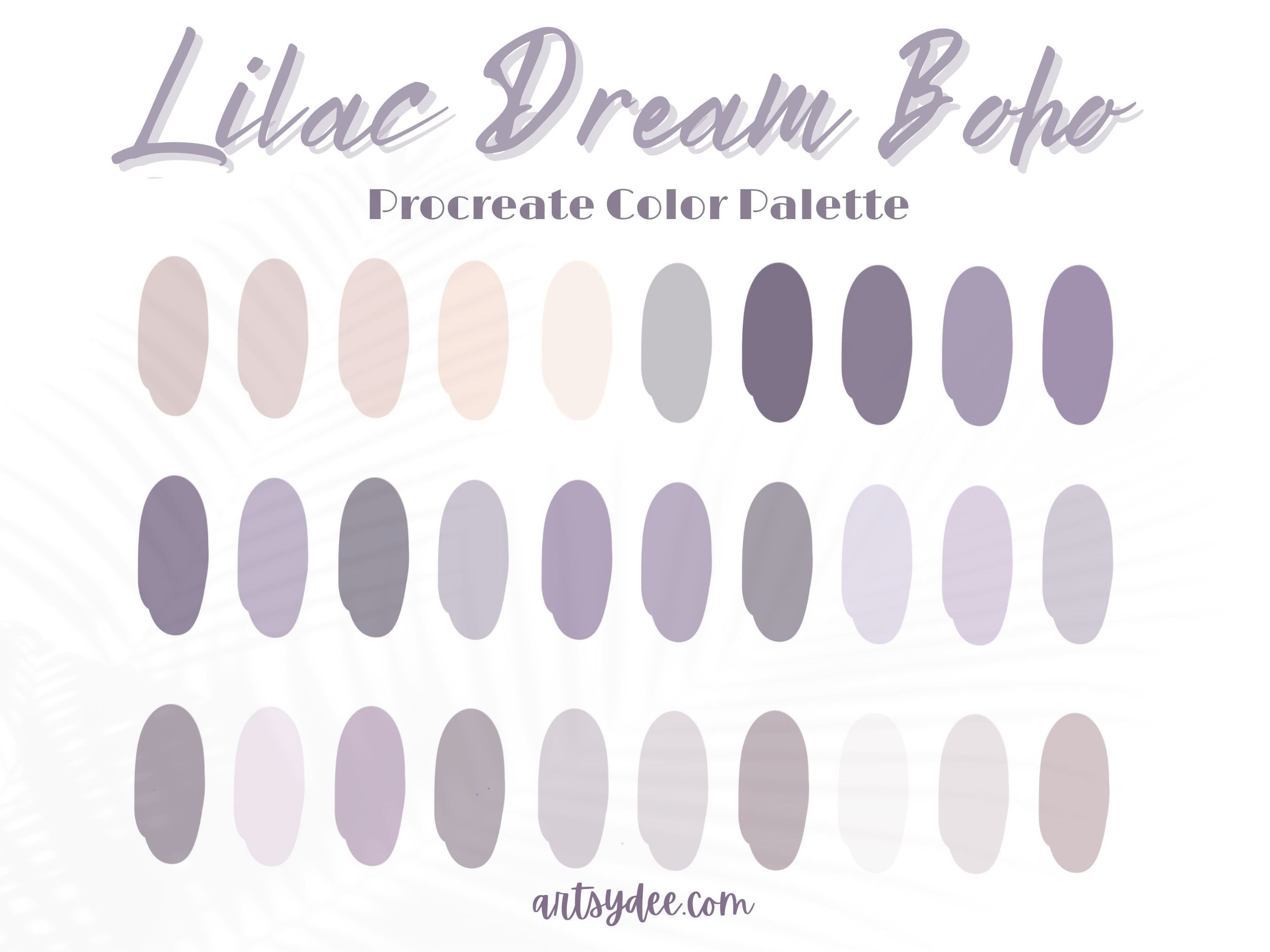 Tavolozza dei colori Procreate Viola, Tavolozza dei colori Procreate Pastello, Tavolozza dei colori tenui, Procreate Colore, Campioni Procreate, Procr