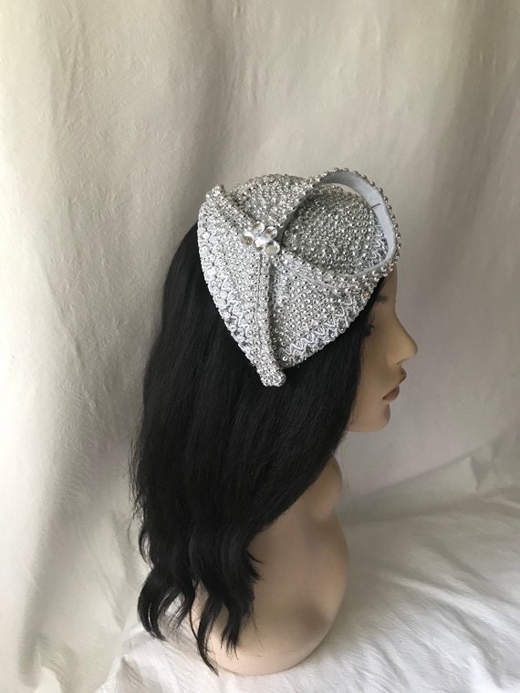Cappello da chiesa in argento, stile vintage, anni '50 - '60, mezzo cappello, berretto alla Giulietta, cappello da sposa, cappello da chiesa, cappello
