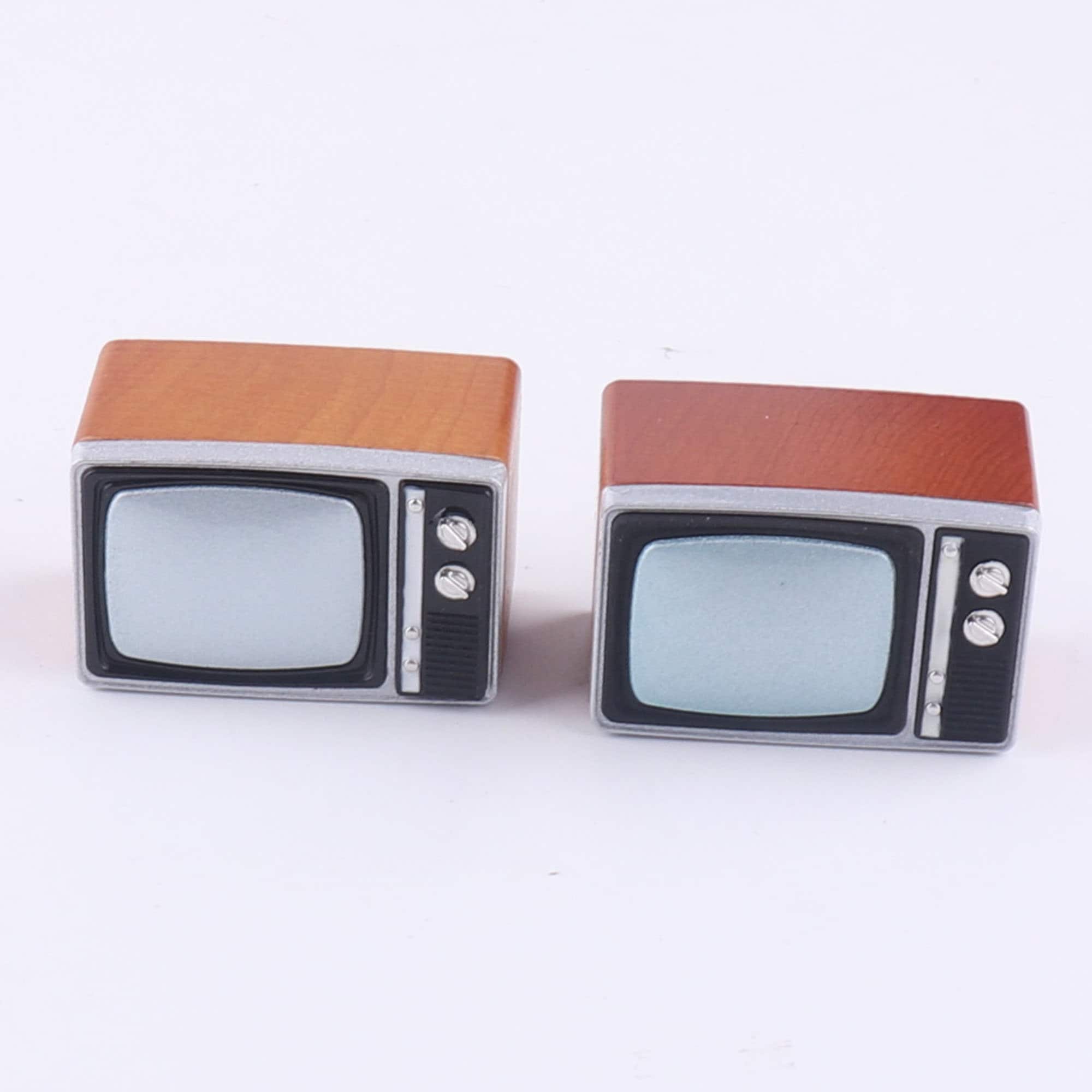 Set TV, TV giocattolo, Modello TV retrò in legno e metallo stile anni '60, Giocattoli Hobby, Televisione in miniatura per casa delle bambole, Casa del