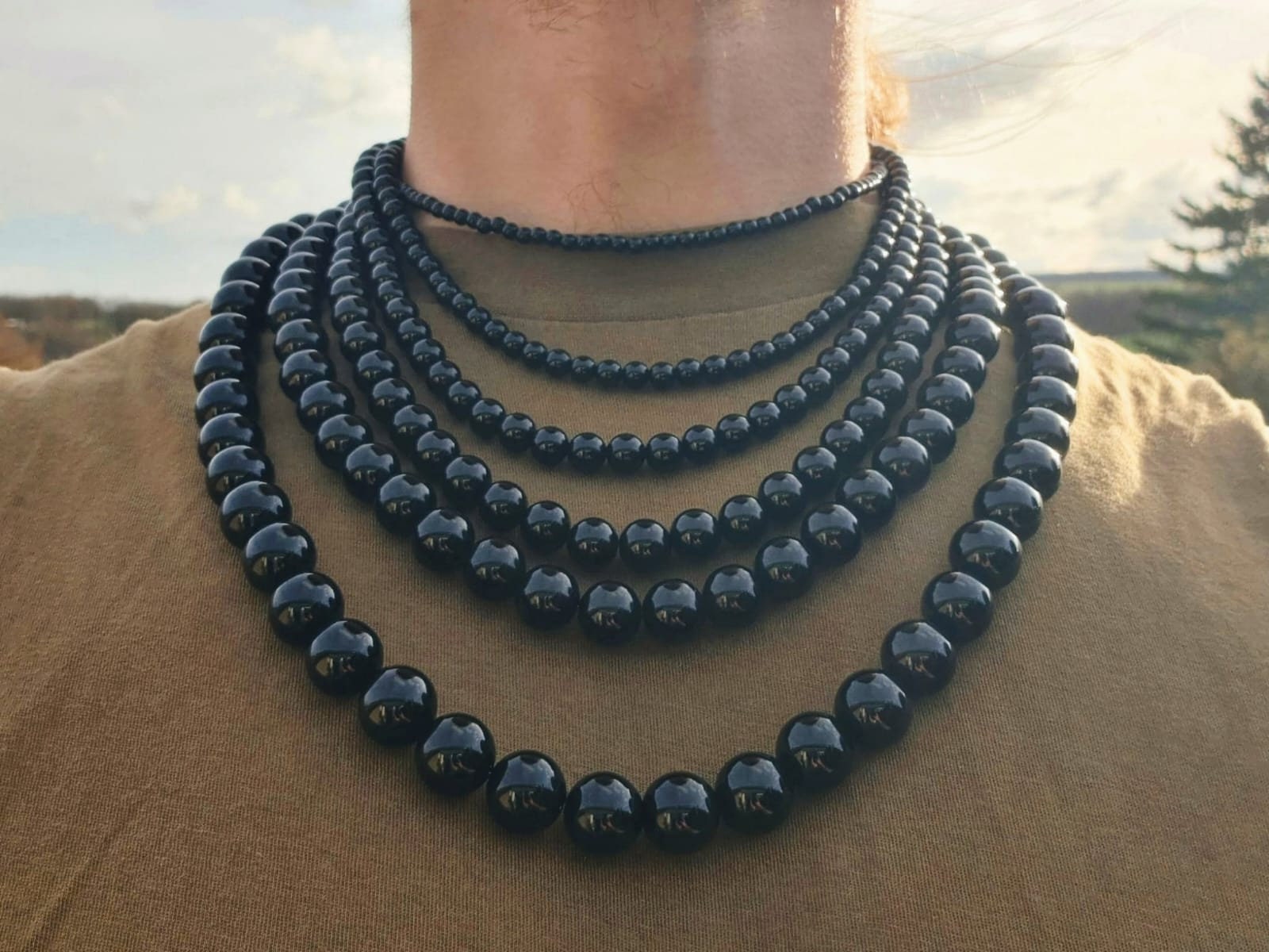 Collana in onice nero per uomo e donna | Collana in onice per uomo, collana con perline nere, collana con perline in onice per uomo, collana con perli