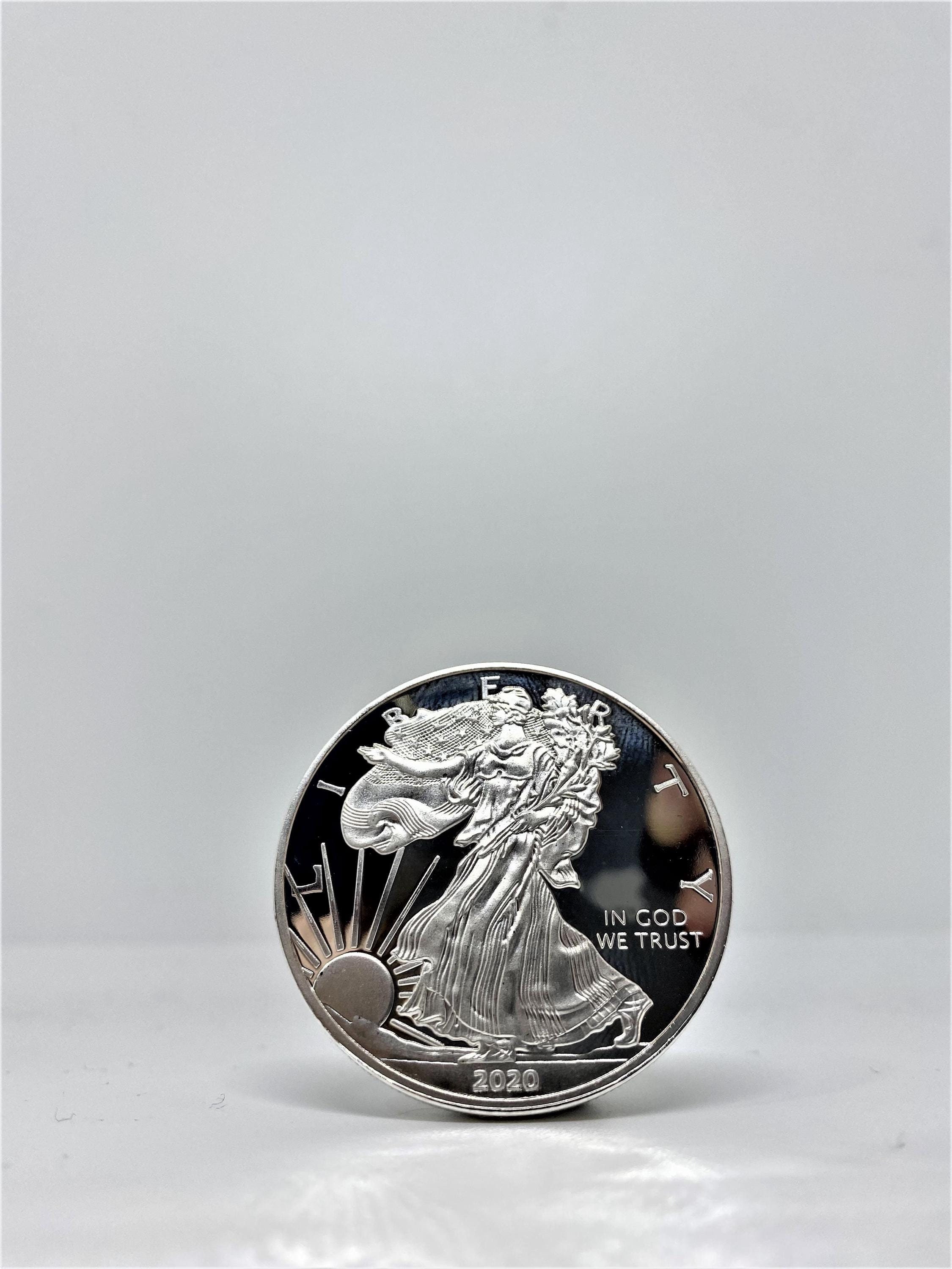Moneta placcata in argento American Eagle Liberty da 1 oz, moneta 2020 REPLICA placcata in argento da 1 dollaro, USA proof in God we trust