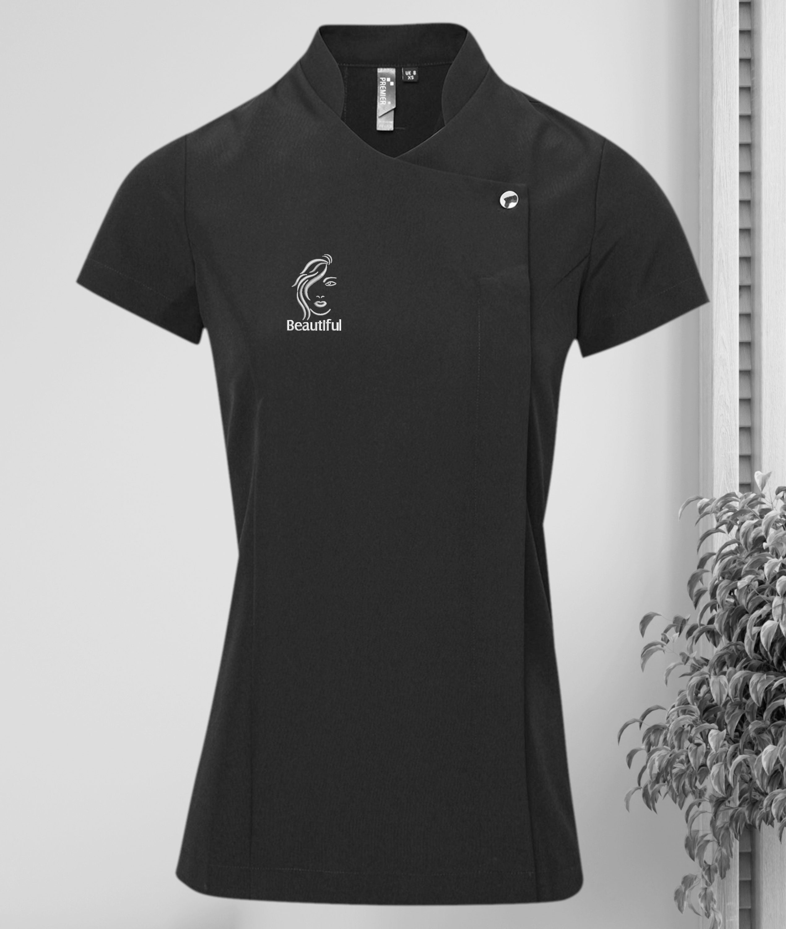 Tunica di bellezza personalizzata per donna, tuniche da donna con logo ricamato personalizzato, tunica da parrucchiere e truccatore, regalo per esteti
