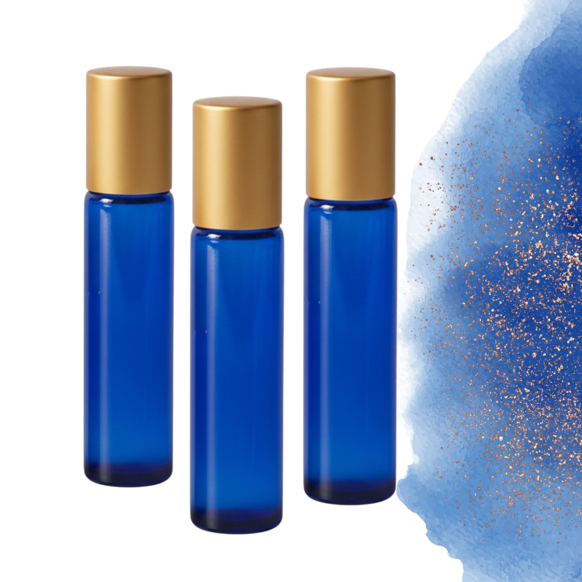 Flacone roll-on in vetro blu cobalto * Roll-on per oli essenziali da 5 ml o 10 ml * Sfera roll-on in acciaio inox o vetro * Ricaricabile * Disponibile