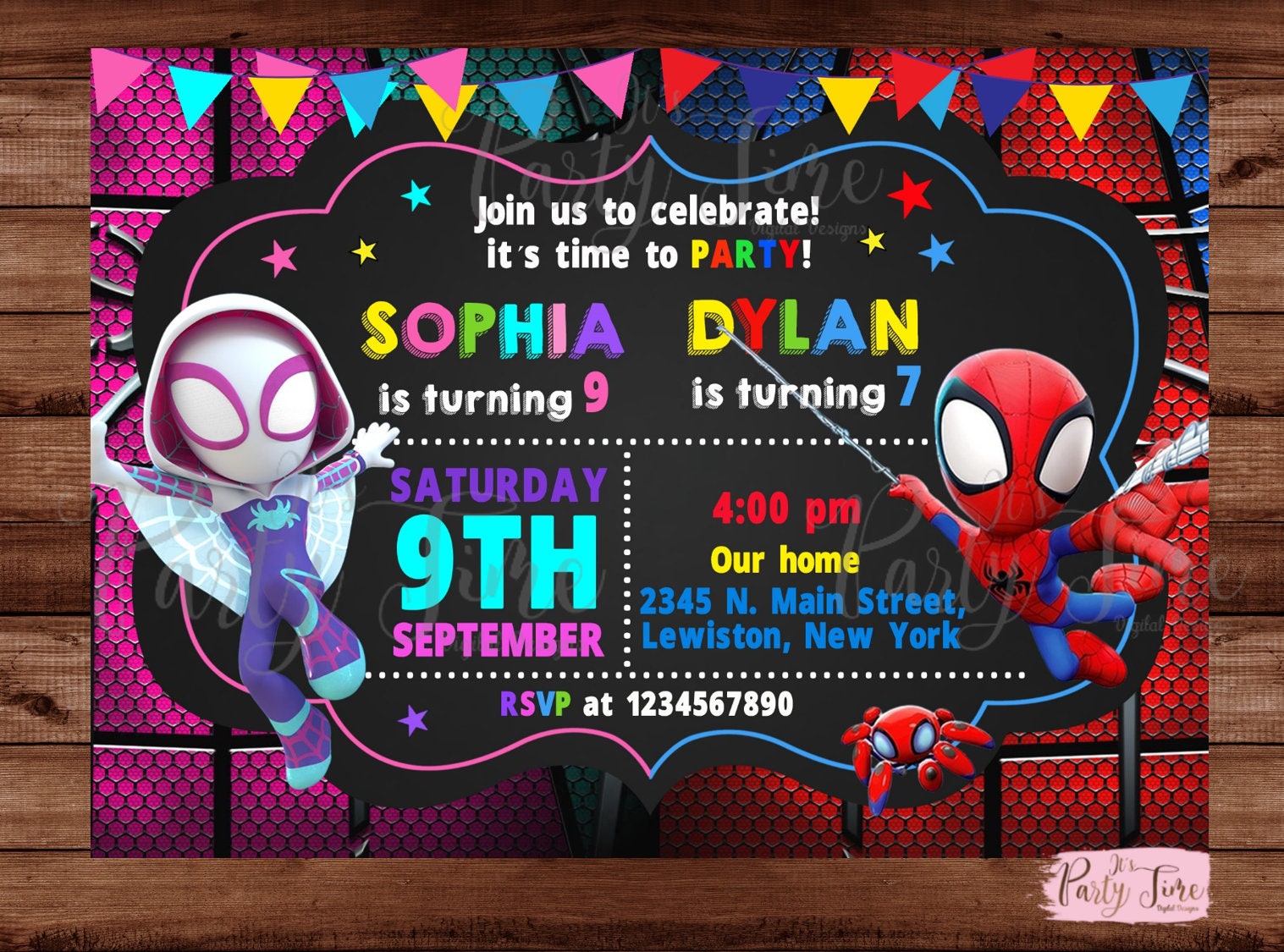 Invito a tema Spider-Man e i suoi fantastici amici - Invito a tema Spider-Man e Spidey - Invito di compleanno per supereroi. FILE DIGITALE